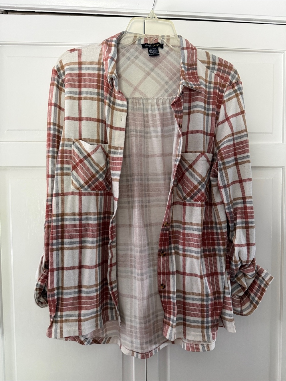 Robert Louis Plaid Top in Rust and Cream